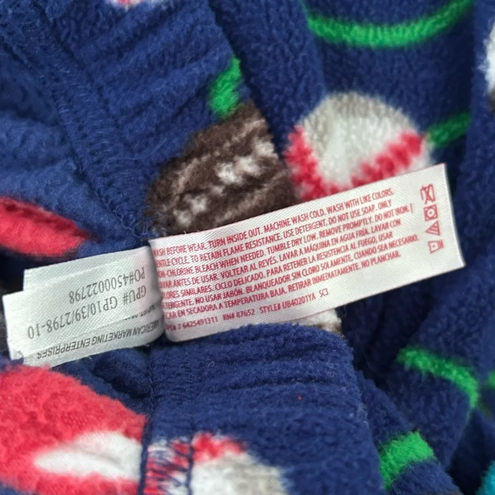 Christmas Sports Fleece Pajama Pants Boy L 10-12 Football Soccer Baseball Basket